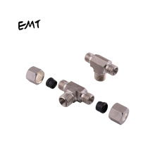 Metric male ferrule union press fittings tee way welding ss 304/316 bite type compression connector